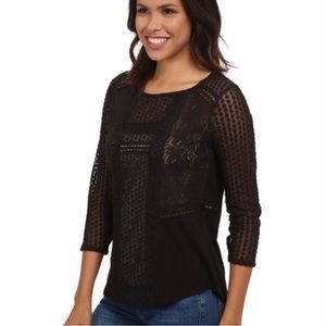 Lucky Brand Black Lace Sheer Top